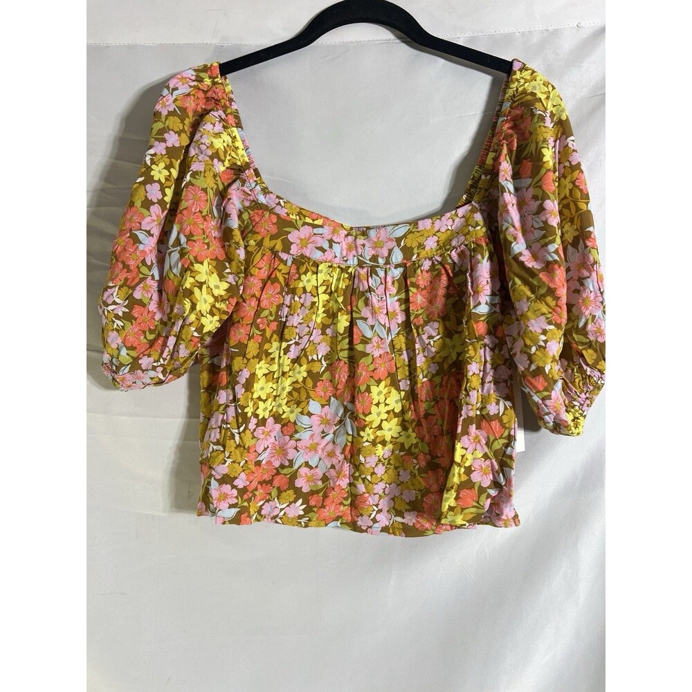 Billabong Beach Daze Orange Floral Crop Top Women's Size Medium